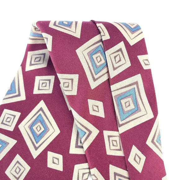 Burberrys of London Tie Silk Oxblood Abstract Pattern Cravat 3.75" Wide NWOT - Picture 9 of 10